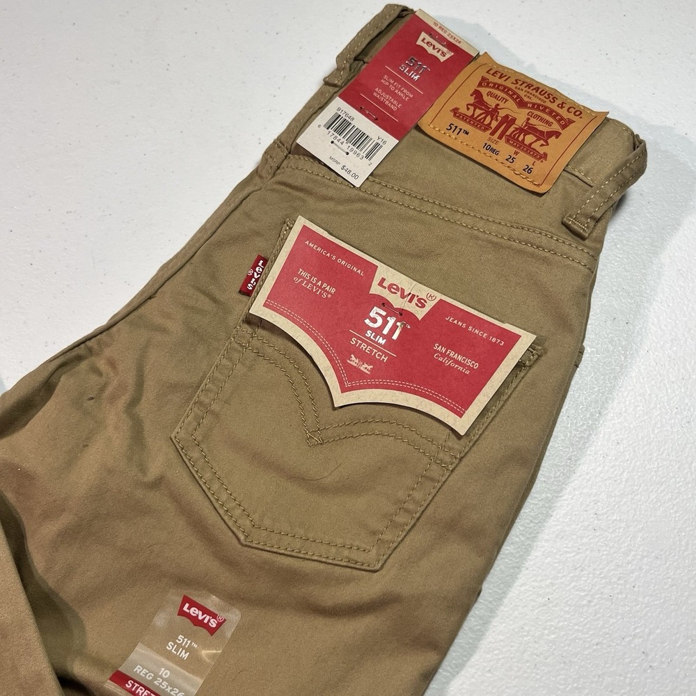 Levis 511‎ Slim Stretch Size 10 Regular Tan 25x26
